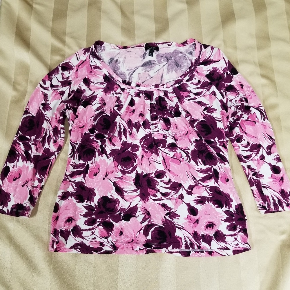 Talbots Three Quarter Sleeve Floral Top - Size M